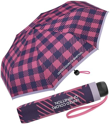 Benetton Taschenschirm Super Mini Checks - pink