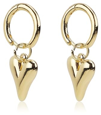 Pendientes Colgantes de Corazón, Dorados con Forma de Corazón con Forma de Aro Separables ElegantesColgantes para Pendientes de Aro para Mujer