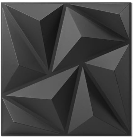 Art3d Confezione da 20 pannelli decorativi da parete 3D neri, 1,8 m² in PVC, decorazione per pareti interne, 30 x 30 cm