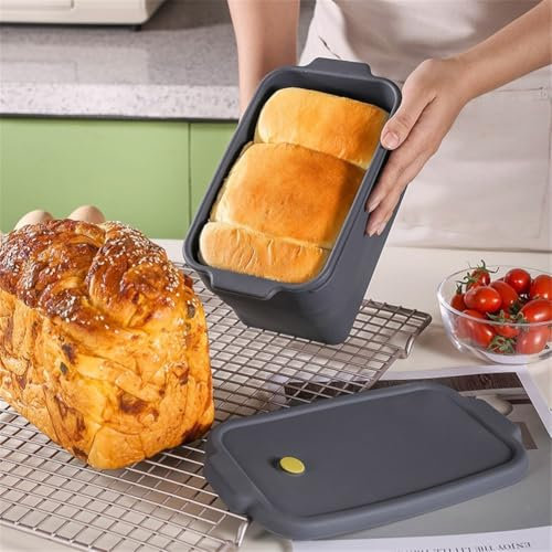 ZYWUOY Teglia pieghevole in silicone per pagnotta, teglia antiaderente con coperchio, o torte, pagnotte, pane per cucina