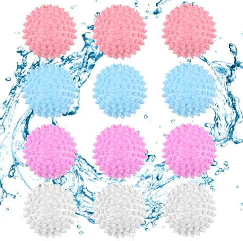12 Stück Trockner Ball, ELEPRUC 65mm Trocknerbälle, Waschbälle, Wiederverwendbare Dryer Balls, Wäsche Wäschetrockner Trocknen Ball, Trocknerkugeln, Tennisbälle Trockner, Wäschebälle für Waschmaschine