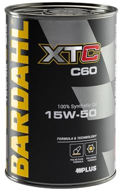 Bardahl - XTC C60 SAE 15W-50 - Olio Motore per Auto, Lubrificante per Motori Benzina o Diesel, Fomula 100% Sintetica, Anti-Attrito e Anti-Usura, 1 L