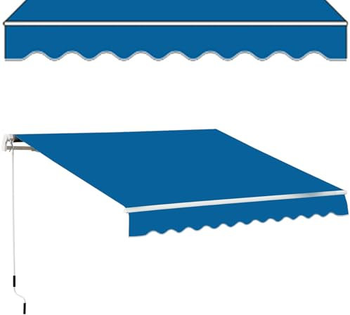 5x1.5/5x2/5x2.5/5x3m Tenda da Sole per Esterno Balcone A Bracci Estensibili Avvolgibile Retrattile con Supporto A Parete, Manovella, in Alluminio/Poliestere, per Esterni, Terrazze, Balcone