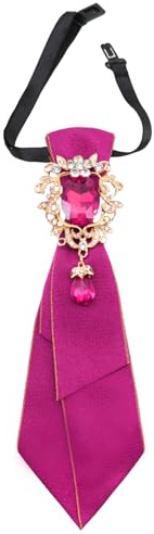 GHTIYLP Rhinestone Ties for Women Adjustable Womens Tie with Crystal Pre-Tied Necktie for Women Girls Ladies School Daily (Hot Pink)