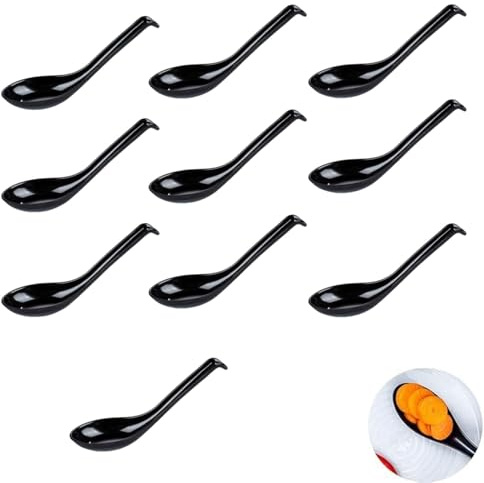 10 Pcs Soup Spoons, Ramen Spoon, Chinese Soup Spoons, Soup Spoon, Soup Spoon, Chinese Spoons, Soup Spoons Set of 6, Korean Spoon, Plastic Spoons, for Restaurants, Dessert Shops and Cafes