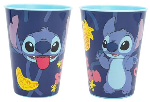 ILS I LOVE SHOPPING Lot de 2 gobelets en plastique 260 ml sans BPA/cadeau pour garçons, produit officiel pour STITCH