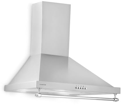 Klarstein Montblanc wall-mounted hood, extractor hood with exhaust air/recirculation, 3 settings, chimney with max. exhaust air capacity: 610 m³/h, wall-mounted, width: 60 cm, silver-grey