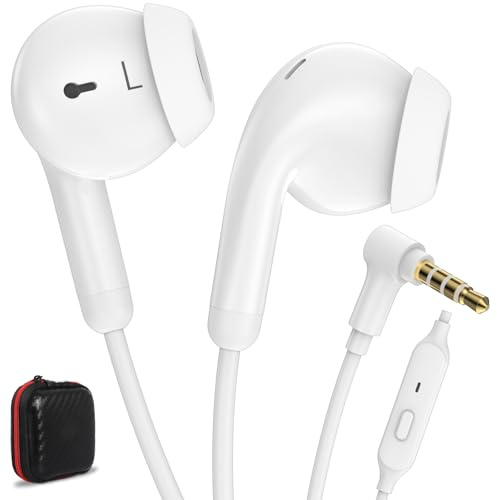 ACANDYA 3.5mm Wired Earbuds Headphones Noise Cancelling Mic Headset White | 3.5mm Jack Earphones with Microphone in-Ear for School Students Tablets for iPod/iPad for MP3/MP4 for iPhone 6 5S Laptop