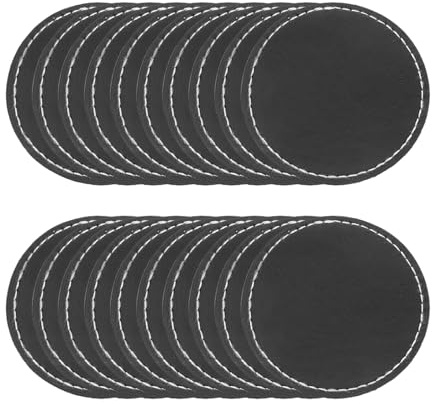 QUARKZMAN Lot De 2.5 Patchs Ronds En Simili Cuir Vierges 2.5 Pouces Noir | Lot De 25, Patchs Adhésifs Pour Chapeaux En Fausse Peau Pressage À Chaud Laserable Rustique Pour Réparation Tissu Couture DIY