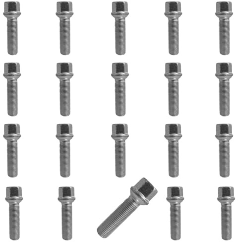 TRACER 20x Radschrauben M12x1,5 Kugelbund R12 45mm | Schlüsselweite 17mm kompatibel mit Mercedes-Benz 108 109 111 114 116 123 190 201 S 12