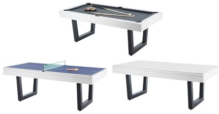 Vente-unique - Billardtisch 6 Melian - MDF - schwarz, naturfarben hell, weiß
