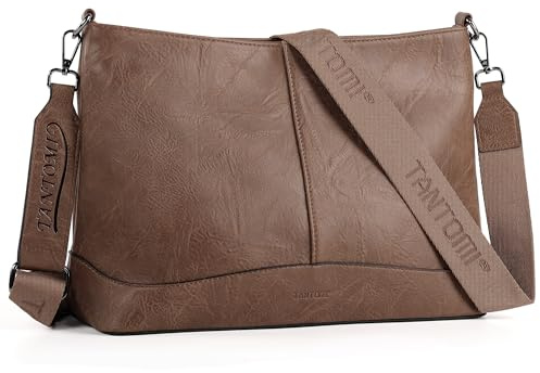 TANTOMI Umhängetasche Damen Groß, Elegant Handtasche Damen Crossbody Bag Mittelgroß mit Vielen Fächern, Schultertasche Damen Tasche mit Verstellbar Breitem Schultergurt
