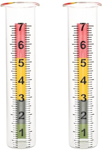 Homoyoyo Lot de 2 Pluviomètres en Verre Transparent 21 Cm, Tubes Résistants au Gel et Anti-Fissure, Outil de Mesure Précis des Précipitations pour Jardin, Terrasse et Pelouse, Échelle