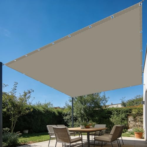 Tenda a Vela Rettangolare 6 x 6 m Protezione Solare Vela Ombreggiante Impermeabile Rettangolare Traspirante per Esterno, Giardino e Terrazza, Piscina, Tortora