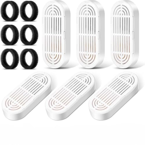 maykawe Lot de 6 filtres de rechange pour fontaine à eau pour chat avec 6 éponges pré-filtrantes, filtre de fontaine à eau quadruple filtration pour distributeur d'eau automatique pour chien de 4 L