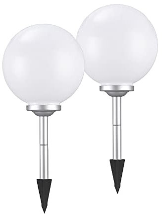 2 x LED-Solar-Kugel-Leuchte Ola Drm. 20cm IP44 mit Erdspieß Außen-Garten-Deko-Wege-Lampe