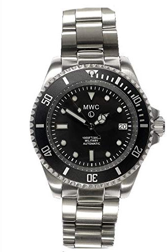 MWC 24 Jewels 300m Edelstahl Schwarz Automatische Submariner Taucher Saphir Datum Herren Uhr