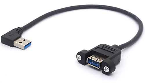 Cavo USB 3.0 ad angolo retto per montaggio a pannello USB3.0 maschio a femmina con vite M3 per montaggio a pannello, cavo di prolunga per computer industriale PC, 30 cm (sinistra)