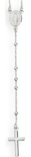 Mugler Amen Rosari Collana in Argento 925 Rodio, Taglia unica, Rosario Classico (Perline 2,5 mm di diametro), Argento sterling, Perla