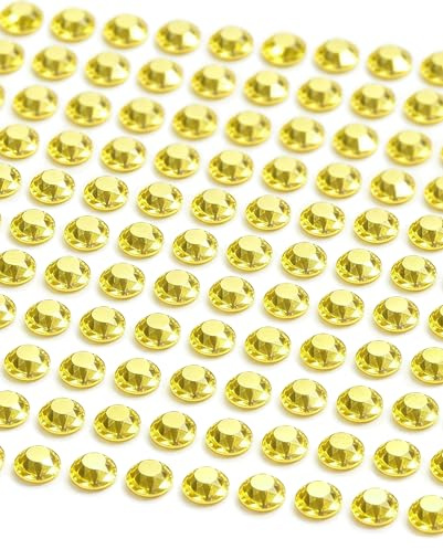 MOVOJA Gelbe Glitzersteine Selbstklebend - 880 Stk 4 mm | Strasssteine Glitzersteine Zum Aufkleben Aufkleber Gesicht Kinder I Glizer Steine Basteldekorationen Stickers Glitzer
