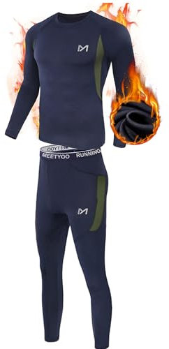 MEETYOO Set di Biancheria Intima Termica da Uomo, Lunga e Funzionale, Traspirante, a Compressione, per Allenamento, Sci, Corsa, Escursionismo
