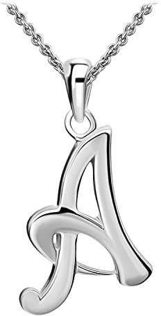 SEA OF ICE A Necklace Initial Alphabet Letter Pendant Necklace, Sterling Silver Necklace for Women, Elegant Initial Necklaces, Personalized Custom Women's Necklaces, Sterling Silver Jewelry