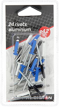 Precision-Steel 24 Rivets alu ø4,2mm. Assortiment Blanc-Noir-Bleu