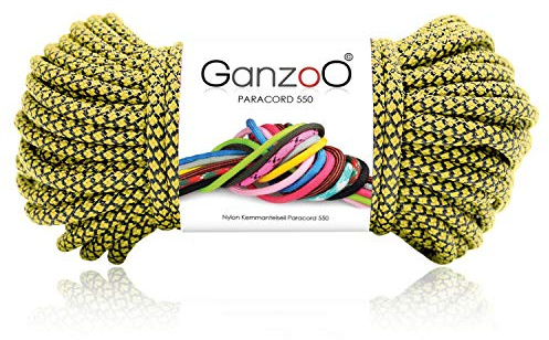 Paracord 550 rep diamant snöre för armband, linne, halsband, 100 % nylonrep 30 meter, färg: gul-svart