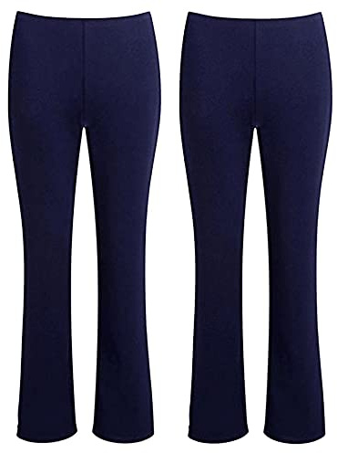 Style Spot Ladies Boot Leg Pants Pull On Nurse Work Bottoms Elasticated Waist High Stretch Bottoms Boot Cut Pants