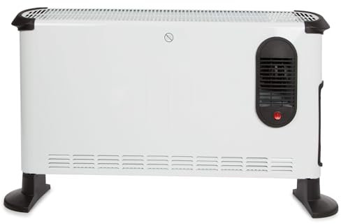 Perel Termoconvettore 3000W, convettore elettrico, stufa elettrica con 3 livelli di calore, ventilatore turbo, termostato, IP20, protezione da surriscaldamento, portatile per ambienti fino a 75 m³