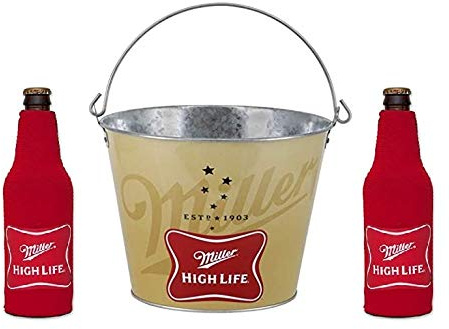 Miller High Life Ice Bucket & 2 Beer Bottle Suit Holder Coolers Set