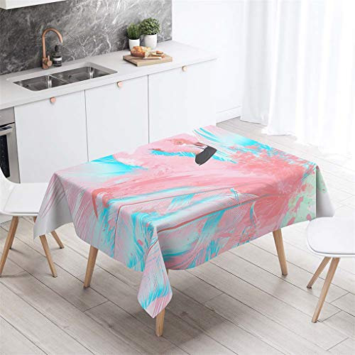 HNHDDZ 3D Tiere Flamingo Tischdecke Rechteck Blume Rosa Blau Wasserdicht Abwaschbar Garten Balkon Außen Fleckabweisend Camping Küche Couchtisch Für Gartentisch Hochzeit Outdoor (C,140x160 cm)