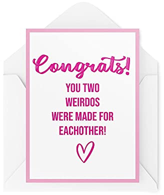 Tongue in Peach Lustige Hochzeitskarten Verlobungskarte You Weirdos Were Made for each Other for Her for Him Banter Engaged Big Day Bride Groom CBH541