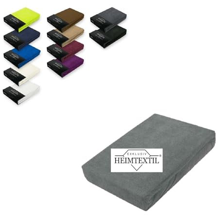 EXKLUSIV HEIMTEXTIL Sábana Bajera Ajustable de Rizo de Marca Premium, 120 x 200 cm, Color Gris