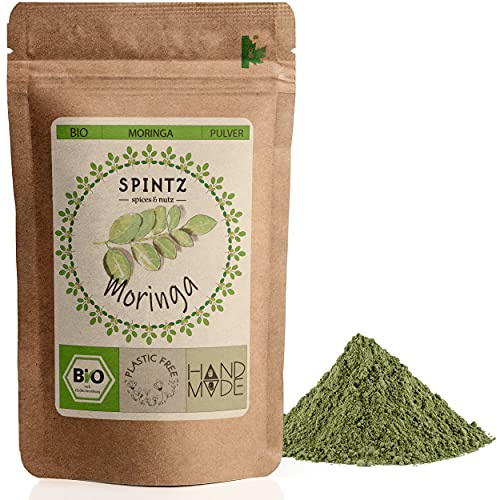 SPINTZ® 1000g Bio Moringa Pulver - fein gemahlene Moringablätter - Blattpulver Moringa Oleifera - vegan - Ideal geeignet für Moringa Tee - aus kontrolliert biologischem Anbau | plastikfrei verpackt