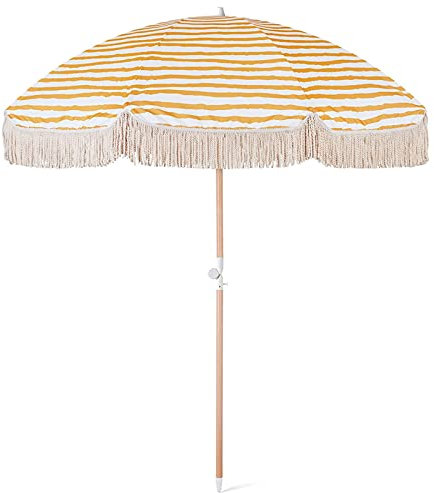 NWB Gartenschirm Strand Knickbar UV Schutz 50+ Sonnenschirm Wasserdicht Terrassenschirm Marktschirm mit Neigefunktion aus Stahl, Polyester für Strand, Balkon, Garten, Terrasse