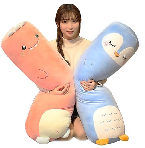 AMOZO Langes Pinguin Kuscheltier Plüschtiere, Kawaii Penguin Stofftier langes Kissen Plüsch Süße Seitenschläferkissen für Kinder Jungen (70cm, Penguin)