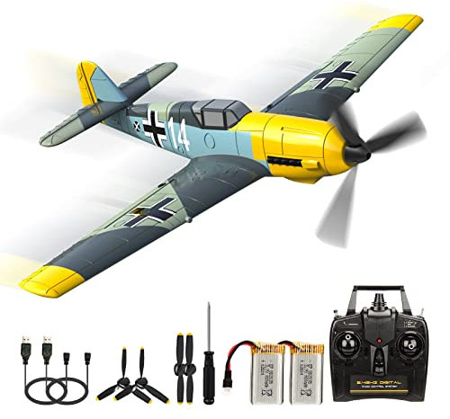 Fremego BF-109 RC Flugzeug, 2.4Ghz 4-CH Ferngesteuertes Flugzeug Warbird Aerobatics Flugzeug Spielzeug RTF mit 6-Achsen-Gyrosystem für Kinder Erwachsene Anfänger 761-11