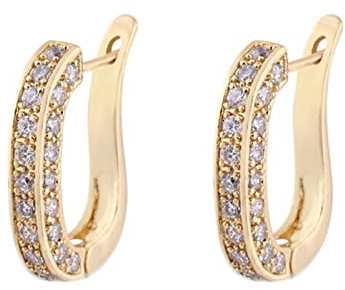 Ayoiow Ohrringe Damen Indisch, Ohrringe Damen Kupfer U Form mit Zirkonia Ohrringe Gold Ohrschmuck Indianer