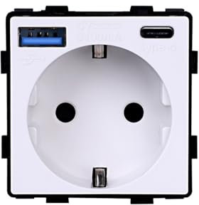 Luxus-Time LUX SERIE - Interruptor de luz táctil con sensor de cristal, interruptor de conmutación, enchufe Schuko, USB, color blanco, negro y dorado (módulo: enchufe con USB A/C 20 W, blanco)