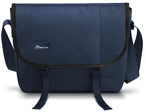 SIMTOP Funda para Tablet Bolso Bandolera Para Hombre,Bolso de Estudiante Con Correa Acolchada Para el Hombro,Para el Trabajo, la Escuela Azul