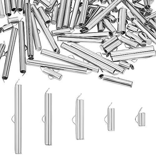 UNICRAFTALE 100 Stk 5 Größen Aufschiebbare Endverschlüsse 304 Edelstahl Rohr Kugelperlen Gleitkappen Quetschenden Schieberrohre Für Ohrringe Armbänder Schmuckherstellung 3 mm Innendurchmesser