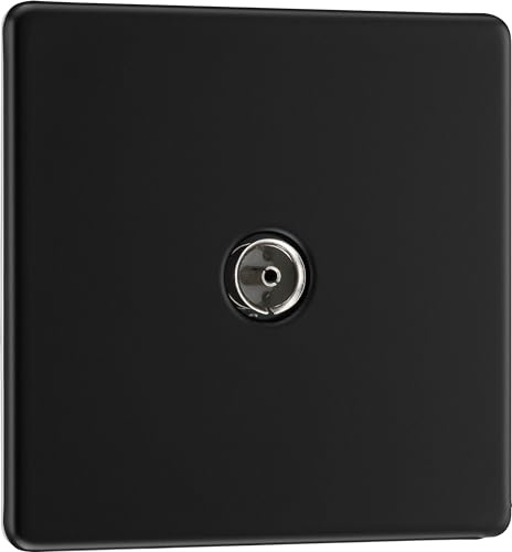 BG Electrical Single Co-Axial Aerial Connection, Matt Black