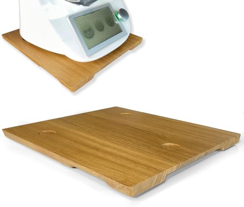 Calotti® Oak IDOKY® SINGLE. Nachhaltiges Premium Gleitbrett aus Eichenholz für Thermomix® TM6 und TM5. Besonders flach gebaut, matt lackiert, leicht zu heben und schont die Waage. Made in Europe