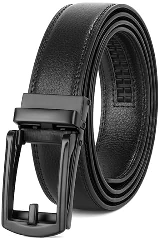 JasGood Herren Ledergürtel Automatische Ratsche Gürtel für Herren Leder Gürtel 33mm Breit mit Verstellbarer Automatische Schnalle für Anzug Geschäft Lässig