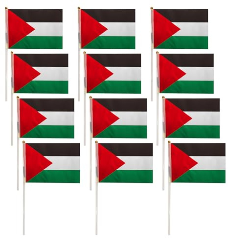 SLEEKEE 12 Bandiere Palestinesi Multicolori 14 x 21 cm, Portatili, Durevoli, Per Uso Esterno e Eventi