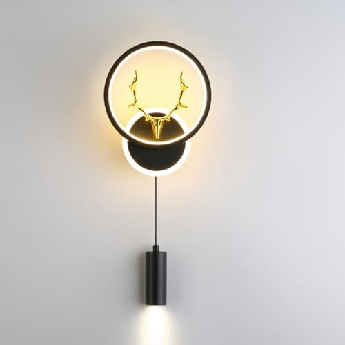 Mengjay 17W Modern Wandleuchte LED Dimmbar Innen Wandlampe LED Wandbeleuchtung für Schlafzimmer Nachttisch Wohnzimmer Flur Lounge Treppen Korridor (Schwarz)