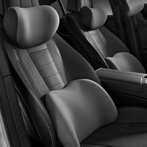 XPKLTXZW Autositze Kopfstütze und Lendenkissen für Ford Focus Vignale 2005-2022, Auto Nackenkissen Rückenstütze Kissen Gemütlich Weich Rückenstützkissen zur Rückenentlastung,B/Gray
