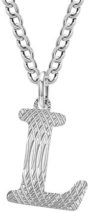 Anhänger Kette Buchstaben, Kettenanhänger Edelstahl Silber Englischer Buchstabe L Damen Herren Schmuck Mode Lang