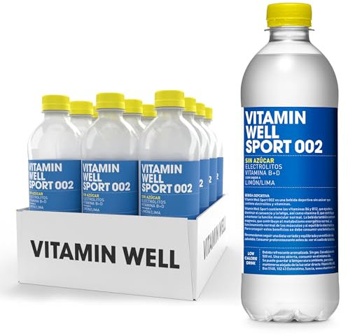Vitamin Well - Sin Azúcar, Rico en Electrolitos, Vitaminas B y D, Sabor Limón-Lima/Sport 002 (12 x 500ml)